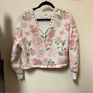 Rose Patterned Long Sleeve Top